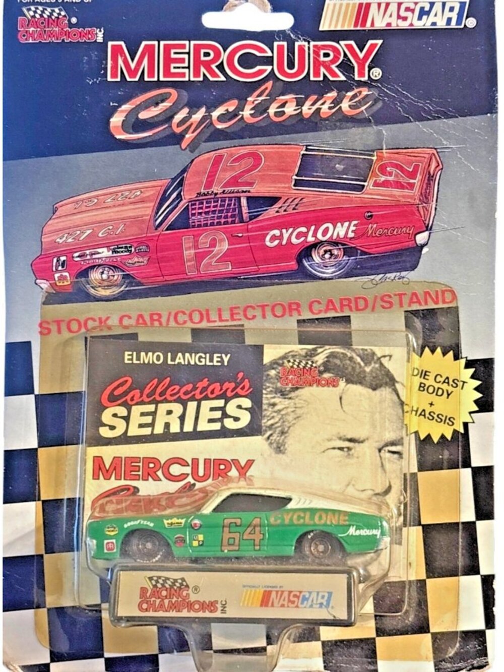 Vintage Die Cast Racing Champions Elmo Langley #64 Mercury Cyclone 1969 Stock Ca